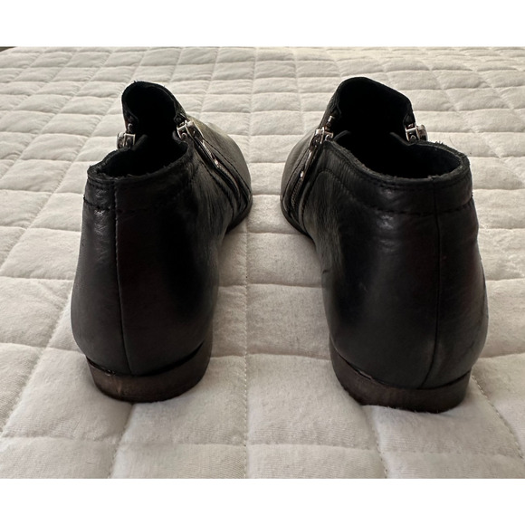 FREE PEOPLE Womens Ankle Boots 36 US 6 Black Leather Low Heel Pointed Toe Zipper - Picture 5 of 14